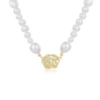 925 Sterling Silver Necklaces, with Shell Pearl, gold color plated, fashion jewelry & for woman, 550mm, Sold By PC