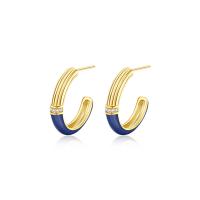 Cubic Zirconia Micro Pave Sterling Silver Earring, 925 Sterling Silver, gold color plated, micro pave cubic zirconia & for woman & enamel, gold, 17.80mm, Sold By PC