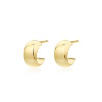925 Sterling Silver Stud Earrings, gold color plated, fashion jewelry & for woman, gold, 10.80mm, Sold By PC