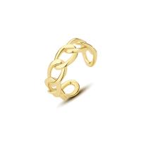 Solidny srebrny pierścień, 925 Srebro, Platerowane w kolorze złota, Regulowane & dla kobiety & pusty, złoto, 19.20mm, sprzedane przez PC