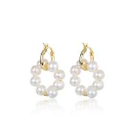 925 Sterling Silver Drop &  Dangle Earrings with Shell Pearl gold color plated fashion jewelry & for woman 20.60mm Sold By PC