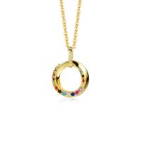 925 Sterling Silver Necklaces gold color plated fashion jewelry & micro pave cubic zirconia & for woman gold 15.10mm Length Approx 17.7 Inch Sold By PC