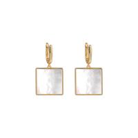 925 Sterling Silver Drop &  Dangle Earrings, with White Shell & Abalone Shell, gold color plated, different materials for choice & for woman, more colors for choice, 16mm, Sold By PC