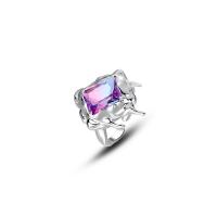 925 Sterling Silver Finger Rings, with Tourmaline, platinum plated, Adjustable & for woman, gradient color, 22.50x19mm, Sold By PC