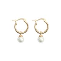 925 Sterling Silver Hoop Earrings with Shell Pearl plated fashion jewelry & for woman Sold By Pair