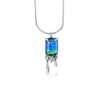 925 Sterling Silver Necklaces with Tourmaline platinum plated fashion jewelry & for woman gradient color Length Approx 17.7 Inch Sold By PC