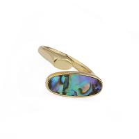 925 Sterling Silver Finger Rings with White Shell & Abalone Shell gold color plated Adjustable & for woman Sold By PC