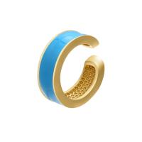 Boucles d'oreilles pendantes en laiton, Placage de couleur d'or, pour femme & émail, 15x14mm, Vendu par PC
