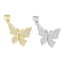 Brass Jewelry Pendants Butterfly plated micro pave cubic zirconia Approx 3mm Sold By PC
