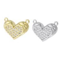Cubic Zirconia Micro Pave Brass Connector Heart plated micro pave cubic zirconia Approx 0.5mm Sold By PC