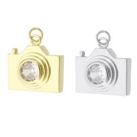 Brass Jewelry Pendants, Camera, plated, micro pave cubic zirconia, more colors for choice, 19x19x7.50mm, Hole:Approx 3mm, Sold By PC