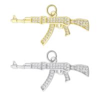 Cubic Zirconia Micro Pave Brass Pendant, Gun, plated, micro pave cubic zirconia, more colors for choice, 36x15x1.50mm, Hole:Approx 3mm, Sold By PC