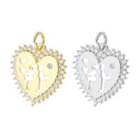 Cubic Zirconia Micro Pave Brass Pendant, Heart, plated, micro pave cubic zirconia, more colors for choice, 16x16.50x2mm, Hole:Approx 3mm, Sold By PC