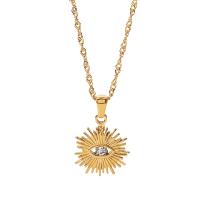 Evil Eye Jewelry Necklace 304 Stainless Steel with 5cm extender chain 18K gold plated fashion jewelry & evil eye pattern & micro pave cubic zirconia & for woman golden 15mm Length 41 cm Sold By PC