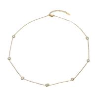 Stainless Steel Jewelry Necklace, 304 Stainless Steel, with 5cm extender chain, 18K gold plated, fashion jewelry & micro pave cubic zirconia & for woman, golden, 4.62mm, Sold Per 45 cm Strand