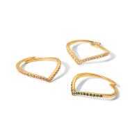 Cubic Zirconia nerezové prst prsten, 304 Stainless Steel, 18K pozlacené, módní šperky & micro vydláždit kubické zirkony & pro ženy, více barev na výběr, 2mm, Prodáno By PC