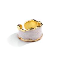 Solidny srebrny pierścień, 925 Srebro, Platerowane w kolorze złota, Regulowane & dla kobiety & emalia, dostępnych więcej kolorów, 21mm, sprzedane przez PC