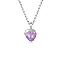 Cubic Zircon Micro Pave 925 Sterling Silver Necklace, with Tourmaline, Heart, platinum plated, micro pave cubic zirconia & for woman, more colors for choice, 10.60mm, Length:Approx 17.7 Inch, Sold By PC