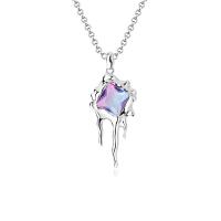 925 Sterling Silver Necklaces, with Tourmaline, platinum plated, fashion jewelry & for woman, gradient color, 31.50x14.50mm, Length:Approx 17.7 Inch, Sold By PC