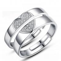 Couple Finger Rings Brass platinum plated Adjustable & micro pave cubic zirconia Sold By PC