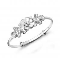 Brass Bangle Flower platinum plated Adjustable & for woman 60mm Sold By PC