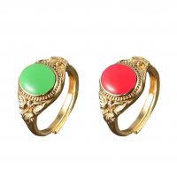 Brass Finger Ring gold color plated Adjustable & for woman Sold By PC