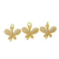 Cubic Zircon Micro Pave Brass Necklace, Butterfly, gold color plated, micro pave cubic zirconia & for woman, 11x12mm, Length:Approx 17.7 Inch, Sold By PC