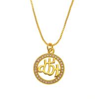Cubic Zircon Micro Pave Brass Necklace gold color plated micro pave cubic zirconia & for woman & hollow Length Approx 17.7 Inch Sold By PC