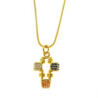 Кубический циркон микро проложить латуни ожерелье, Латунь, плакирован золотом, разные стили для выбора & инкрустированное микро кубического циркония & Женский, 16x11mm, длина:Приблизительно 17.7 дюймовый, продается PC