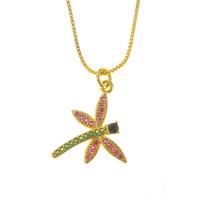Cubic Zircon Micro Pave Brass Necklace, Dragonfly, stoving varnish, different styles for choice & micro pave cubic zirconia & for woman, gold, 17x15mm, Length:Approx 17.7 Inch, Sold By PC