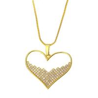 Cubic Zircon Micro Pave Brass Necklace, Heart, gold color plated, different styles for choice & micro pave cubic zirconia & for woman & hollow, gold, 19x23mm, Length:Approx 17.7 Inch, Sold By PC
