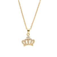 Cubic Zircon Micro Pave Brass Necklace, Crown, gold color plated, different styles for choice & micro pave cubic zirconia & for woman, gold, 13x12mm, Length:Approx 17.7 Inch, Sold By PC