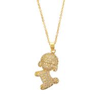 Cubic Zircon Micro Pave Brass Necklace Dog gold color plated & micro pave cubic zirconia & for woman gold Length Approx 17.7 Inch Sold By PC