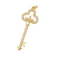 Cubic Zircon Micro Pave Brass Necklace Key gold color plated & micro pave cubic zirconia & for woman gold Length Approx 17.7 Inch Sold By PC