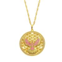 Cubic Zircon Micro Pave Brass Necklace, Flat Round, gold color plated, different styles for choice & micro pave cubic zirconia & for woman, gold, 29x27mm, Length:Approx 17.7 Inch, Sold By PC