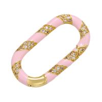 Brass Snap Clasp gold color plated micro pave cubic zirconia & enamel Sold By PC