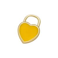 Μενταγιόν Brass Heart, Ορείχαλκος, Καρδιά, χρώμα επίχρυσο, σμάλτο, περισσότερα χρώματα για την επιλογή, 13.50x9mm, Sold Με PC