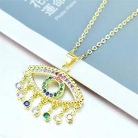 Evil Eye Jewelry Necklace, Brass, gold color plated, micro pave cubic zirconia & for woman, 20x30mm, Length:Approx 17.7 Inch, Sold By PC