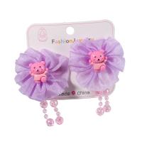 Children Hair Accessory Cloth with Plastic Bowknot for children Random Color 60mm Sold By Pair