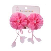 Children Hair Accessory Cloth with Plastic Pearl & Iron Bowknot for children Random Color 60mm Sold By Pair