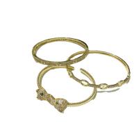 laiton bracelet ordinaire, Plaqué d'or, styles différents pour le choix & pavé de micro zircon & pour femme, protéger l'environnement, sans nickel, plomb et cadmium, 60mm, Vendu par PC