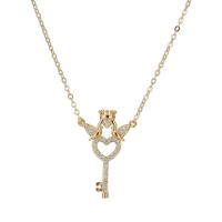 Cubic Zircon Micro Pave Brass Necklace, Key, plated, micro pave cubic zirconia & for woman & hollow, more colors for choice, nickel, lead & cadmium free, 30mm, Length:Approx 16 Inch, Sold By PC