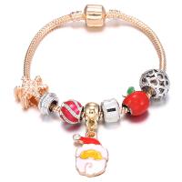 Christmas Holiday Bracelet, Brass, with Tibetan Style pendant, gold color plated, Christmas Design & different size for choice & for woman & enamel & with rhinestone, multi-colored, Sold By PC