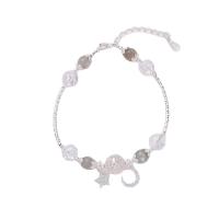 Quartz Bracelets Crackle Quartz with Zinc Alloy real gold plated for woman grey Length Approx 6.1 Inch Sold By PC