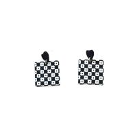 Acrylic Jewelry Earring with Zinc Alloy  & for woman white and black 50mm Sold By Pair