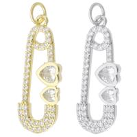 Cubic Zirconia Micro Pave Brass Pendant Paper Clip plated micro pave cubic zirconia & hollow Approx 3mm Sold By PC