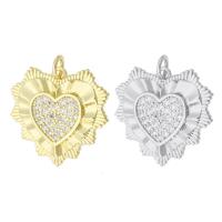 Cubic Zirconia Micro Pave Brass Pendant, Heart, plated, micro pave cubic zirconia, more colors for choice, 19x18x2mm, Hole:Approx 3mm, Sold By PC