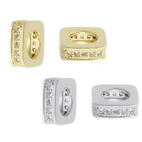 Brass Spacer Beads Square plated micro pave cubic zirconia Approx 4.5mm Sold By PC