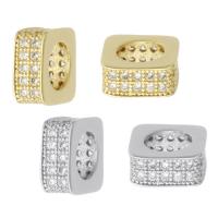 Brass Spacer Beads, Square, plated, micro pave cubic zirconia, more colors for choice, 8x8x3.50mm, Hole:Approx 4.5mm, Sold By PC