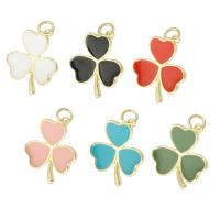 Brass Jewelry Pendants Three Leaf Clover gold color plated enamel Approx 3mm Sold By PC